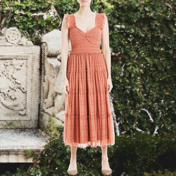 NWT Max Studio ‘Mesh Sleeveless Maxi Dress’ in “Cedarwood” Size X-Small - Picture 1 of 4